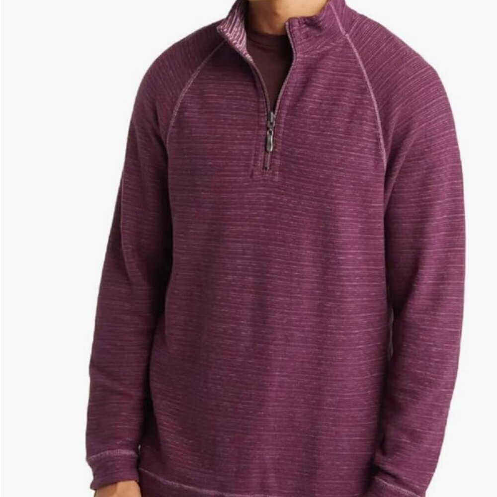 Tommy Bahama Flip Breaker Reversible Half Zip in Sugar Plumb
